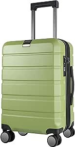 KROSER Hardside Expandable Carry On Luggage with Spinner Wheels & Built-in TSA Lock, Durable Suitcase Rolling Luggage with USB Port, Carry-On 20-Inch, Green
