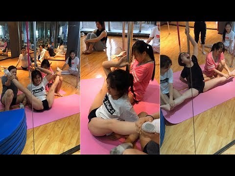 they stretch her legs to 270 degree | flexibility training