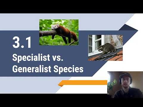 APES Video Notes 3.1 - Specialist and Generalist Species