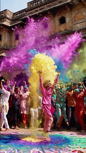 Slow Motion Holi Festival in Vrindavan | Color Powder Explosions & Cultural Beauty in 4K #AI #Sora