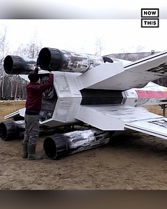 68K views · 345 reactions | A team built a life-size replica of a ‘Star Wars’ X-Wing starfighter in Russia. The starfighter, which now sits in a public park for fans to visit, was reportedly built with the help of a $5,500 grant. Ayaal Fyodorov, one of its creators, says he plans to build a life-size Millennium Falcon next. | NowThis | Facebook