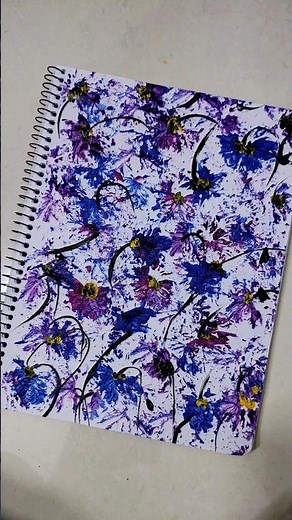 💙✨DIY Abstract Floral Notebook Cover | Easy & Aesthetic Painting Ideas #simpledesigntechniques
