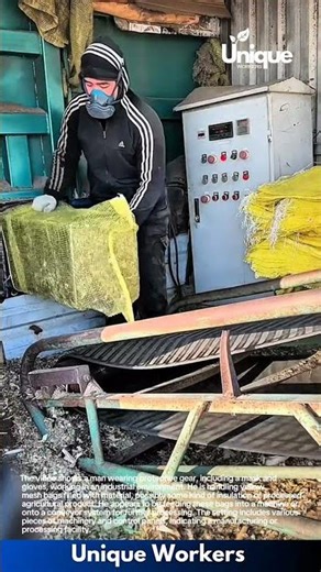 Man Handling and Processing Material in Industrial Setting