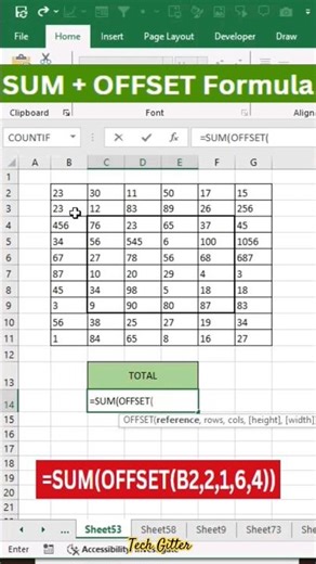 SUM + OFFSET Formula In Excel