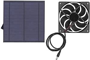 5W Solar Panel Board Solar Powered Fan with Ventilation Fan Shutter Exhaust Fan for Greenhouse Pet House Kennel Cooling