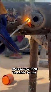Welding smaw E7018 Threadolet 1/2 inch 🔥🥷#welder #creator #viral #fyp #trending #shorts