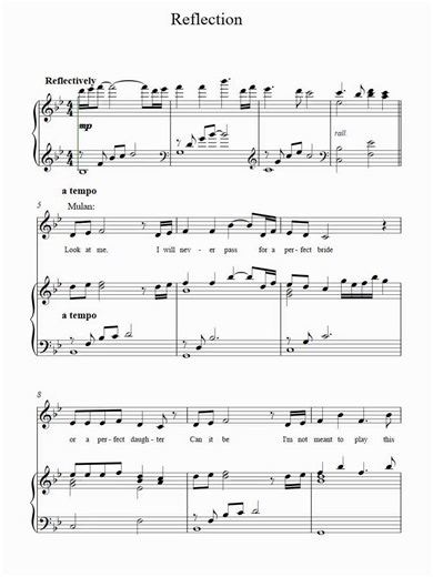 Reflection 3页钢琴谱简谱五线谱乐谱曲谱子