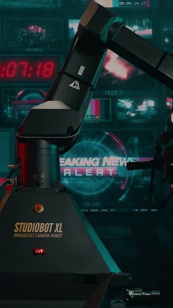 THE FUTURE OF BROADCASTING IS HERE ... Broadcasting brilliance with robotic precision. The Studiobot XL from MRMC Broadcast. The StudioBot XL is a 9-axis robotics system with a large operating envelope that offers superior visual creativity to traditional camera systems. With a high payload capacity and the ability to carry full size teleprompters, the XL supports a wide range of creative shots. Offering all the benefits of integrating with studio automation and graphics systems, the StudioBot X