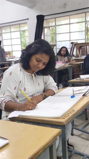 Arts_of_Bindu on Instagram: "First composition class be like:“Just a selfie” ❌ “Full composition assignment unlocked” ✅😌🎨 Rules were given, creativity escaped, and sarcasm joined the class 😄 From selfie with Shyam Sir & Kartik to turning it into “serious art” (with unserious thoughts) — learning composition, one funny mistake at a time 🤍 . #ArtStudentProblems #CompositionClass #ArtistLifeBeLike #ArtReelsIndia #FunnyArtReel #CreativeChaos #ArtWithAttitude #SketchReels #LearningButMakeItFun #I