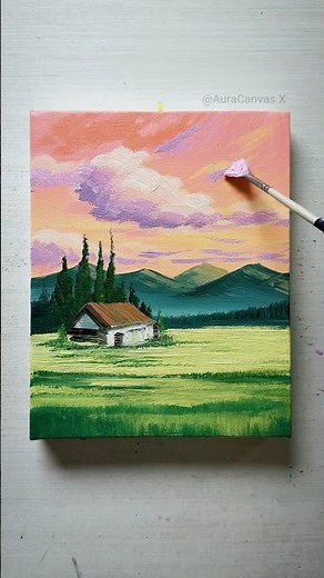 Peaceful Countryside Paradise 🌄🎨 | Easy Acrylic Landscape Painting