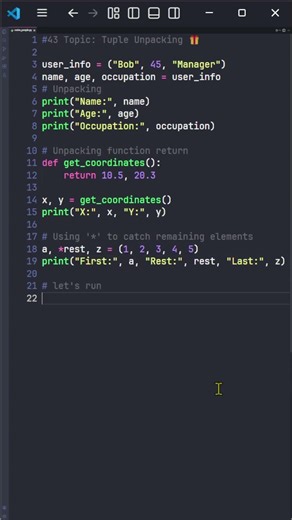 [43] Python Tuple Unpacking 🎁 Codex People #Shorts #Python