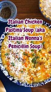 Cozy Italian Chicken Pastina Soup (aka Italian Nonna's Penicillin Soup) combines tender pastina, shredded chicken, and aromatic herbs in a quick, healthy bowl. | Jada Recipes