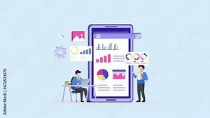 4k animation clip Data analysis. statistical for business finance investment concept on monitor graph dashboard