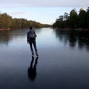 Watch (and listen) as a Swedish mathematician skates on thin ice, creating a beautiful acoustic experience. https://on.natgeo.com/2xwK67N | National Geographic Travel
