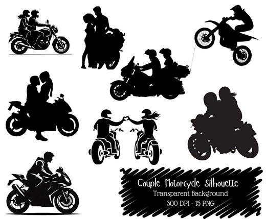 Biker Couple PNG Set • Motorcycle Silhouettes - Etsy