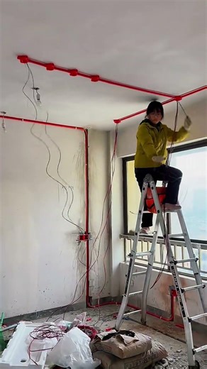 This Ceiling Pipe Install Looks Simple But Takes Real Skill#ConstructionWork #PipeInstallation