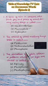 Quiz on Uncommon Words (Episode 2): #uncommonwords #vocabulary #wordregister #dictionary #strangewords #wordswithstrangeconcept. | Table of Knowledge TV