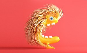 C4D-卡通趣味毛发字母C