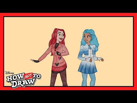 Descendants' Red and Chloe Cartoon Comes to Life! 😍✏️ | How Not To Draw | Disney Channel