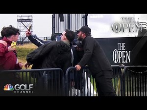 Daniel Brown stops for selfies on Hole 18 in Round 3 of The Open Championship | Golf Channel