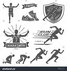 Run Club Labels Emblems Design Elements Stock Vector (Royalty Free) 331803101 | Shutterstock