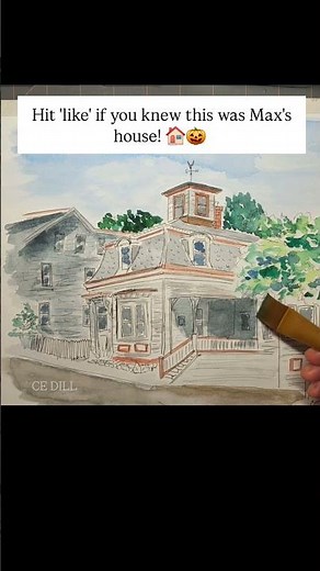 Painting the Hocus Pocus movie house 🧙‍♀️🎬 Salem Massachusetts 🎃 Watercolor Art
