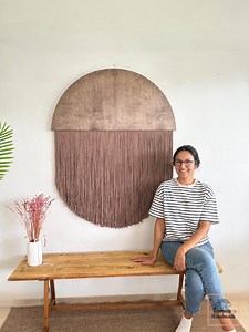 Round Macrame Wall Hanging, Wood Acoustic Panel, Scandinavian Decor - Etsy