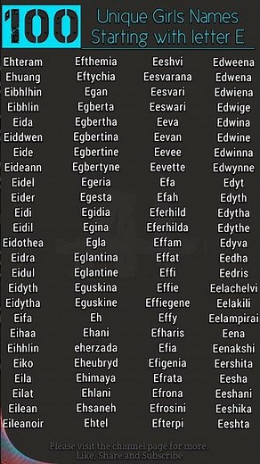 100 Unique girls names starting with letter E #girlsnames #babynameideas