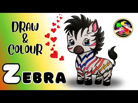 How to Draw a Zebra for Kids | Z is for Zebra | Easy Alphabet Drawing & Colouring