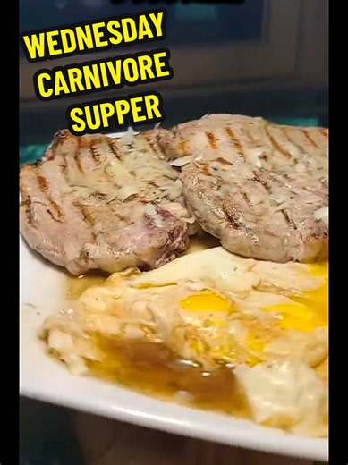 Tasty change for supper. Bone in chops flame grilled. Thanks @morehead0406 #tiktoklive #livehighlights #carnivore #pork #grill