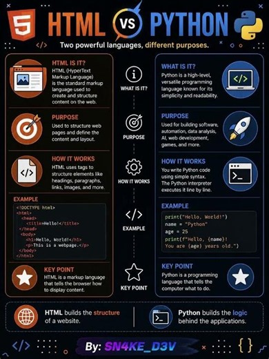 Html Vs Python #technology #coding #python #command #javascript #youtube #programming #windows