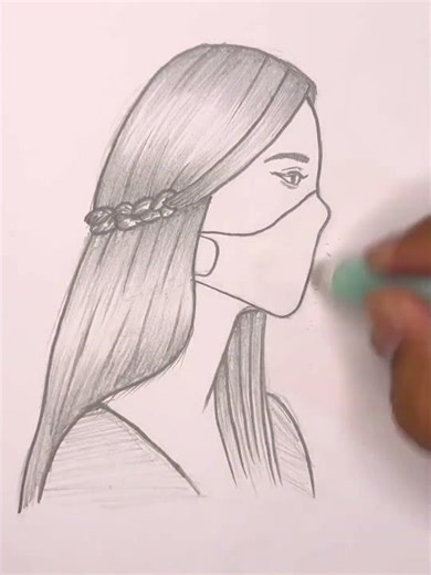 How to draw a woman wearing a mask step by step