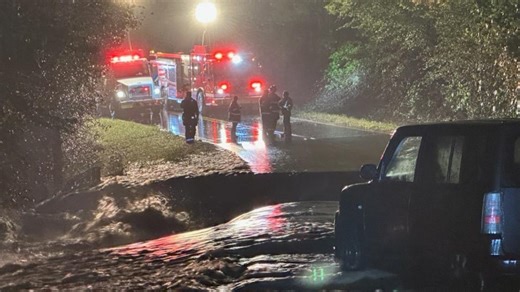 Shocking images show flood damage to Stokes County Road