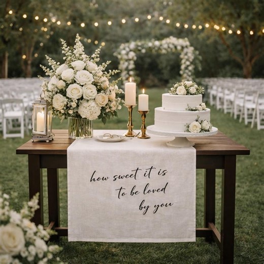 Romantic Wedding Table Runner With Love Quote, Custom Name Table Runner, Personalized Sweetheart Table Decor, Wedding Reception Linen - Etsy