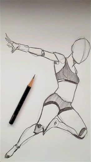 Pencil sketch of a dynamic figure drawing pose #shorts