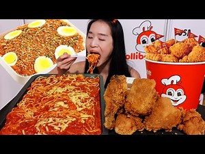 Very Satisfying Jollibee Spaghetti & Chickenjoy Mukbang Compilation #26 Eating ASMR w/ Less Talking