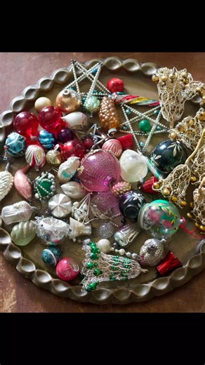 Melissa Parks on Instagram: "So excited to find this lovely lot of vintage and antique Christmas ornaments on Facebook Marketplace—figural glass pieces, a few tinsel-covered ornaments, and my favorites of all, Gablonz (Czech beaded ornaments). Even better, the seller was @thingstoputthingsin, who always has such wonderful finds. I picked up beaded flowers from her on FBM a few years ago, so this felt like a fun full-circle moment. And she kindly threw in a few beaded bells... Because "she knows.