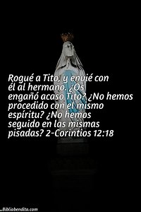 Explicación 2 Corintios 12:18. 'Rogué a Tito, y envié con él al hermano. ¿Os engañó acaso Tito? ¿No hemos procedido con el mismo espíritu? ¿No hemos seguido en las mismas pisadas?' - BibliaBendita