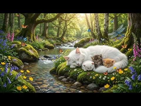 Dreamy White Angora Cat Sleep Music 🐈 Music Box Lullaby Vol. 17 | Forest River Serenity