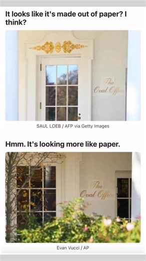 Trump has labeled the door to the Oval Office so he doesn’t get lost when he goes outside, seriously, made from three sheets of paper stuck to the building made on a color printer, in gold of course, as if he hasn’t turned the White House into a tacky gold shit show, torn down a 200 year old wing of the White House and paved over our once beautiful rose garden, now hes putting up signs made of paper so he doesn’t get lost | Denny Lack