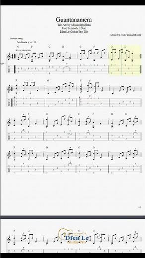 For Classical Guitar - Guantanamera (Easy version) #classicalguitar #guitartutorial #guitartabs
