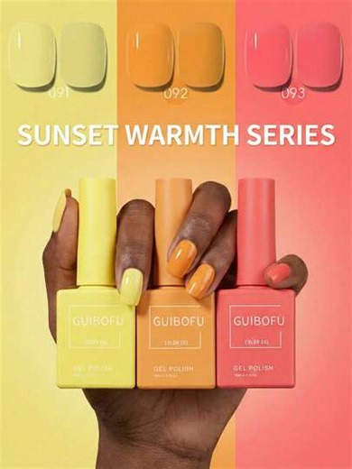GMUME 3Pcs/Set 15ml Citrus Summer Gel Polish, Lemon Yellow Bright Orange Coral, Sunshine Vitamin C Color, Vacation Beach Manicure, High Gloss Soak Off UV LED Gel | SHEIN