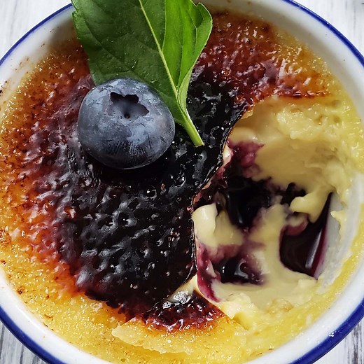 Blueberry Creme Brulee - Raspberries and Kohlrabi