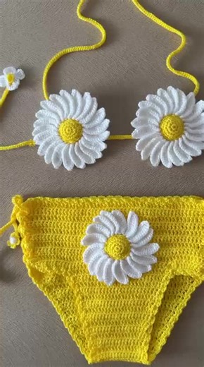 Daisy Baby Crochet Bikini Set 🌼🌼🌼 #babyswimming #summerbaby #babygirl #daisy #babygirls