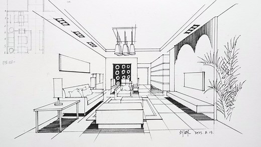 室内一点透视作图法（如何根据室内平面图转成空间透视图，详细讲解版）