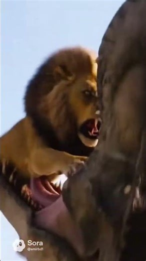 Lion fight wih t-rex, and finally lion win 😂