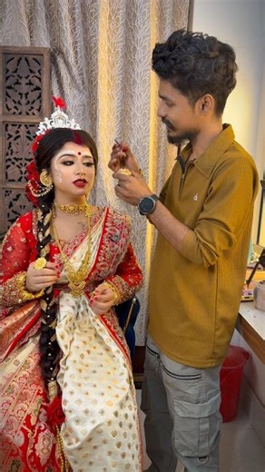 The new bride is being dressed in vermilion🥰❤️ #shorts #reels