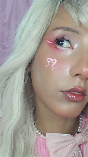 🩷Pink make-up tutorial 🩷 #kpop #pink #coquette #make-up