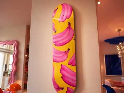 Skateboard Wall Art – Pink Banana Pattern Modern Wall Decor