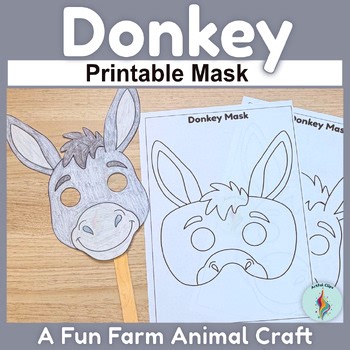 Donkey Mask Printable Craft Farm Animal Coloring Page Preschool Dramatic Play